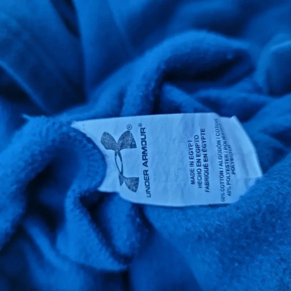 Boys Under Armour Big Logo Pullover Hoodie Blue Orange - Size 6 - Picture 3 of 8